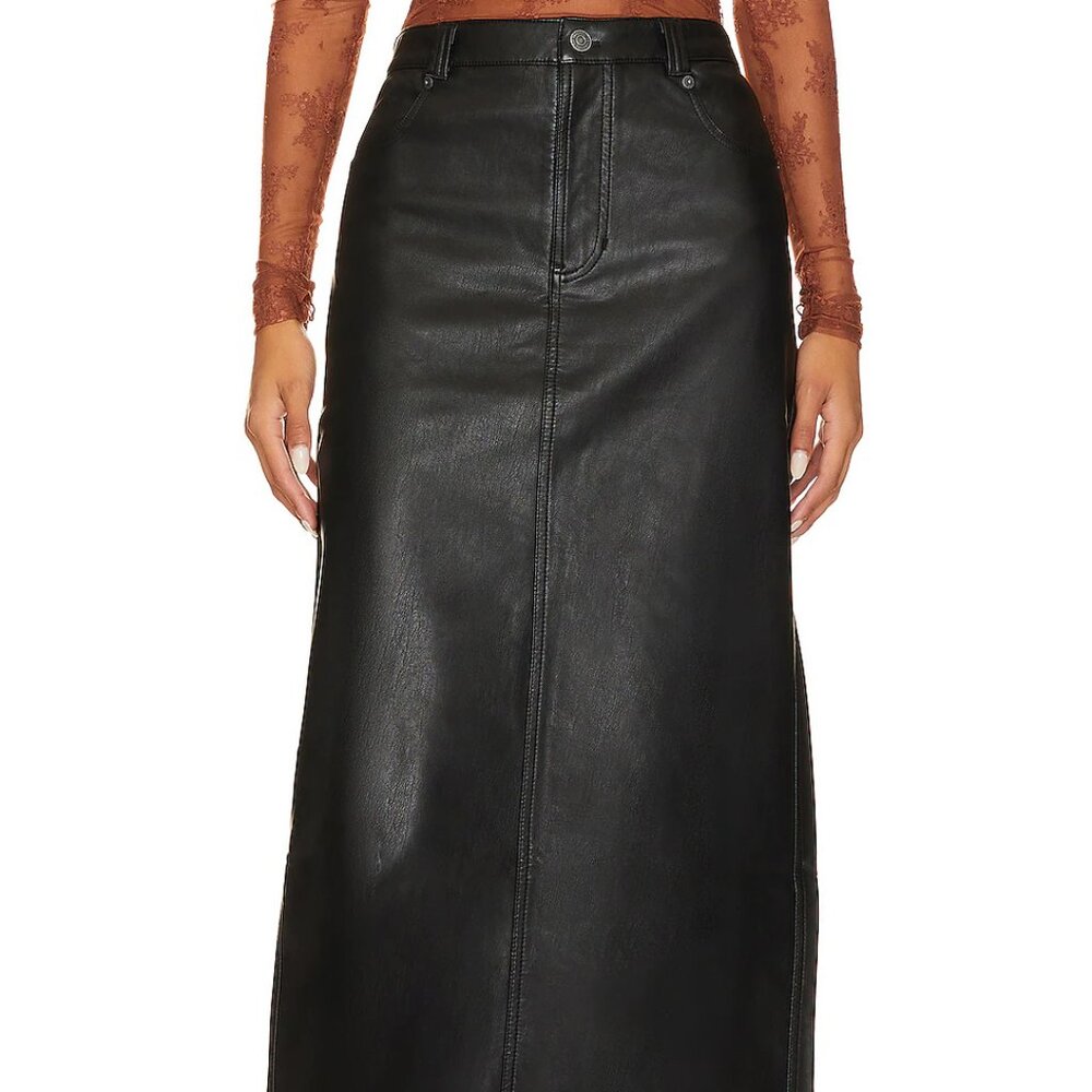 Free People pleather maxi skirt in black, size 6